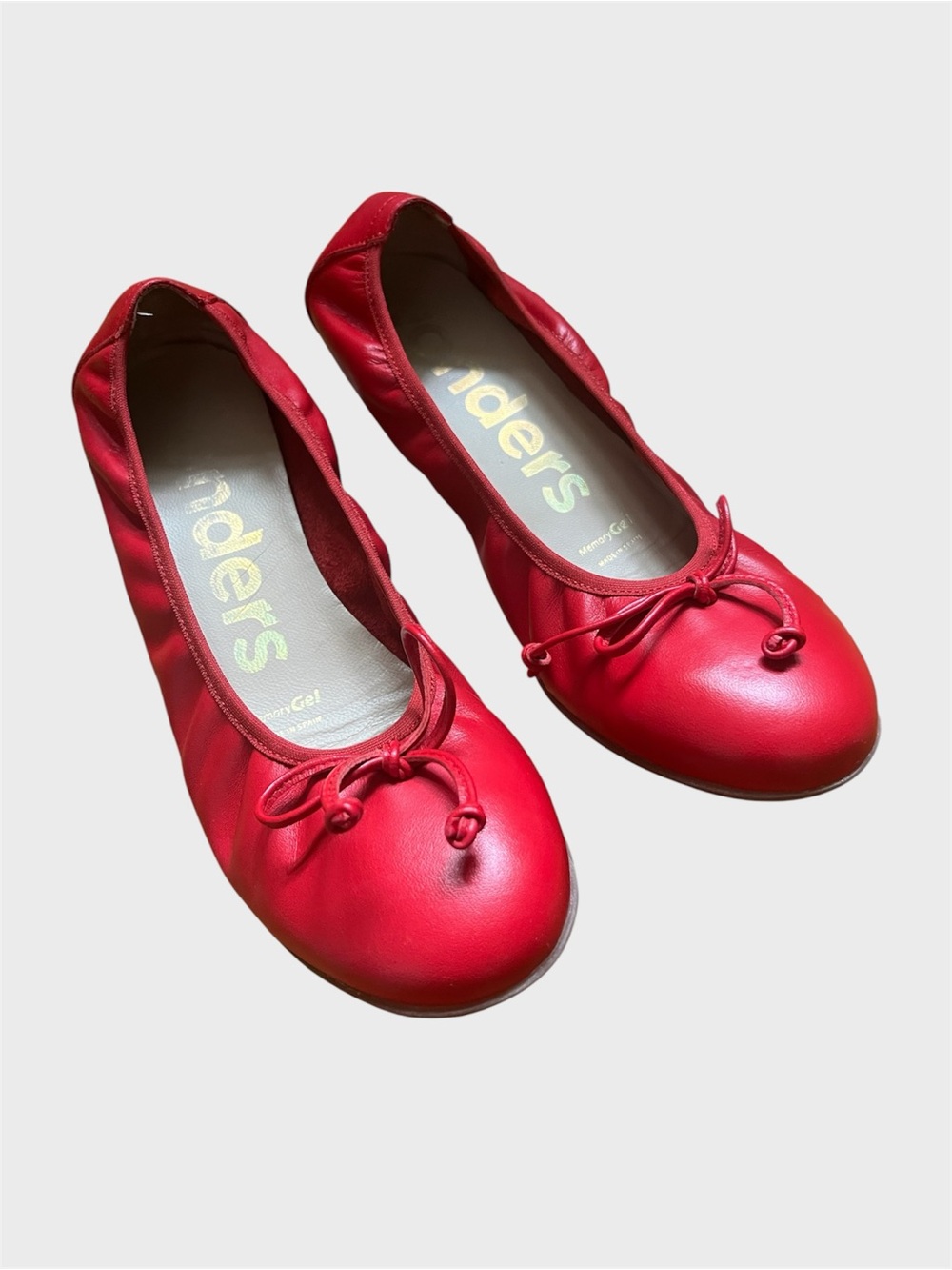 Wonders Red Leather Ballet Flat - Size 39 - Made in Spain